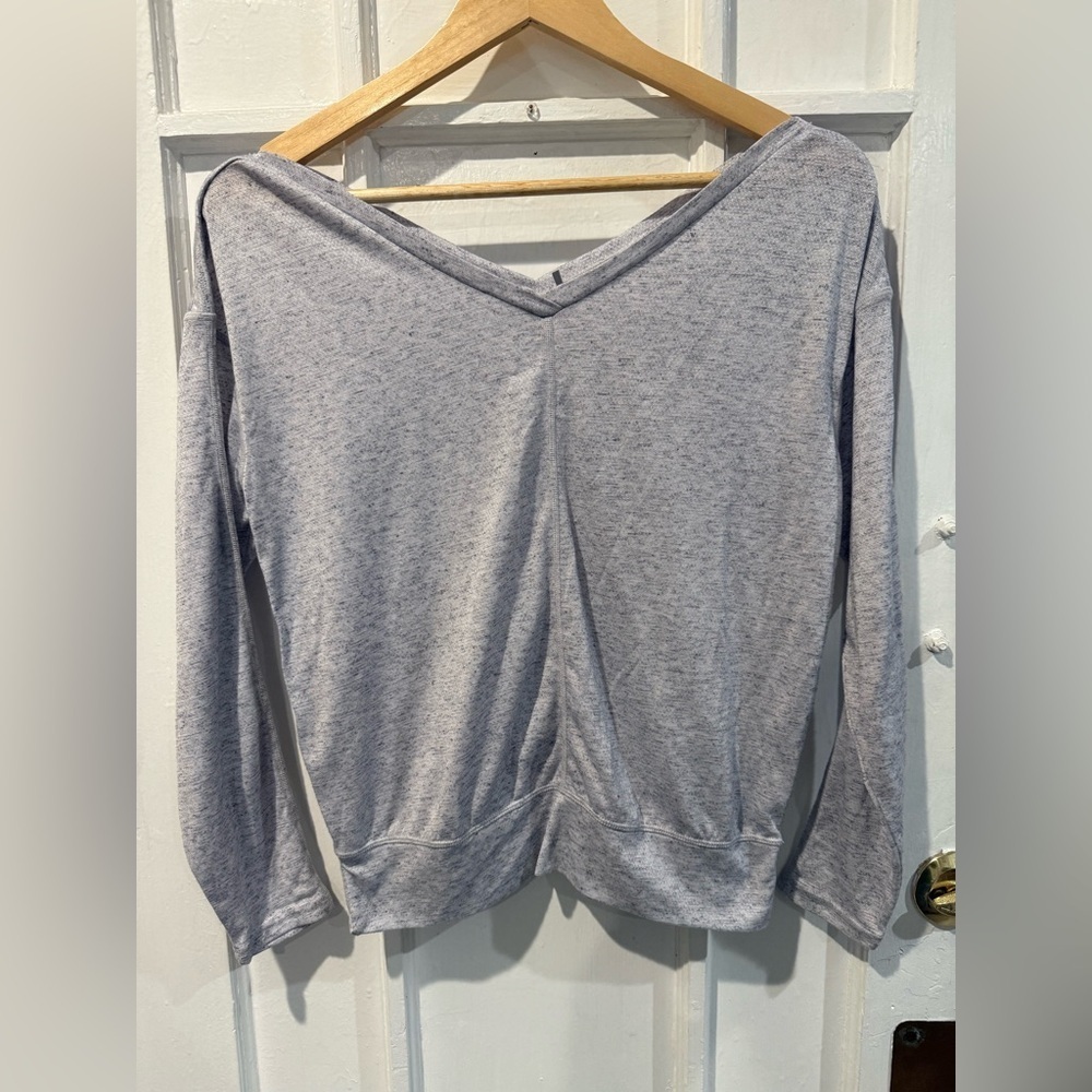Prana Heathered Gray V-Neck Sweatshirt